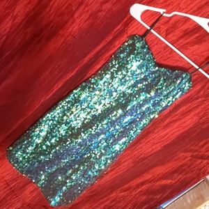 Strapless sequin prom dress